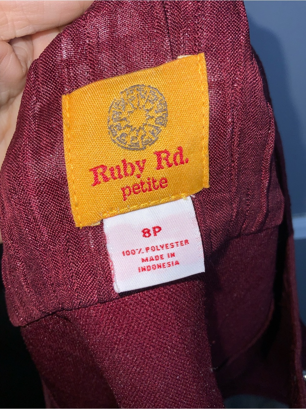 Ruby Rd. Textured Crinkle Button-Front Jacket in Burgundy 8P - Picture 9 of 10